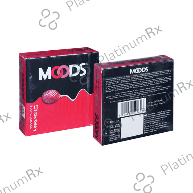 MOODS Strawberry Dotted Condom 3s