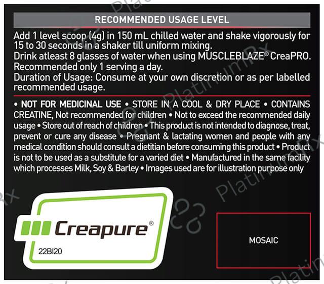 MuscleBlaze Creapro Creatine - With Creapure for Lean Muscles, Energy & Strength - Fruit Punch