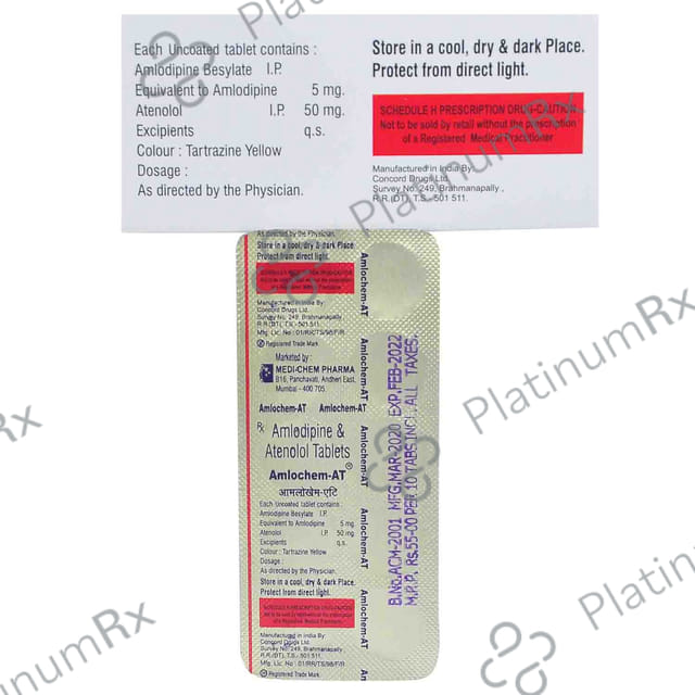 Amlochem AT 5/50mg Tablet 10s (Medichem Pharmceuticals Ltd.)