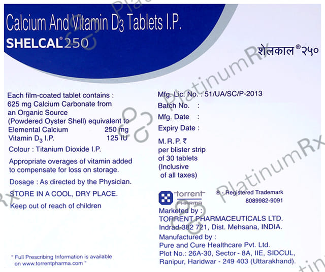 Shelcal 250mg/125IU Tablet 30s