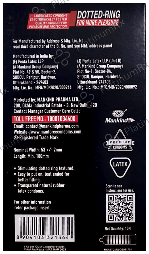 Manforce Dotted Ring Cocktail Strawberry & Vanilla Flavour Condom 10s