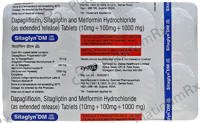 Sitaglyn DM 10/1000/100mg Tablet 10s