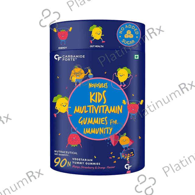 Carbamide Forte Novosules Kids Multivitamin - Gummies for Energy, Brain & Gut Health - Flavour Mango, Strawberry & Orange 90 gummies