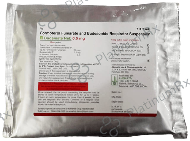 Budamate Neb 0.5mg/20mcg Respules 7X2ml