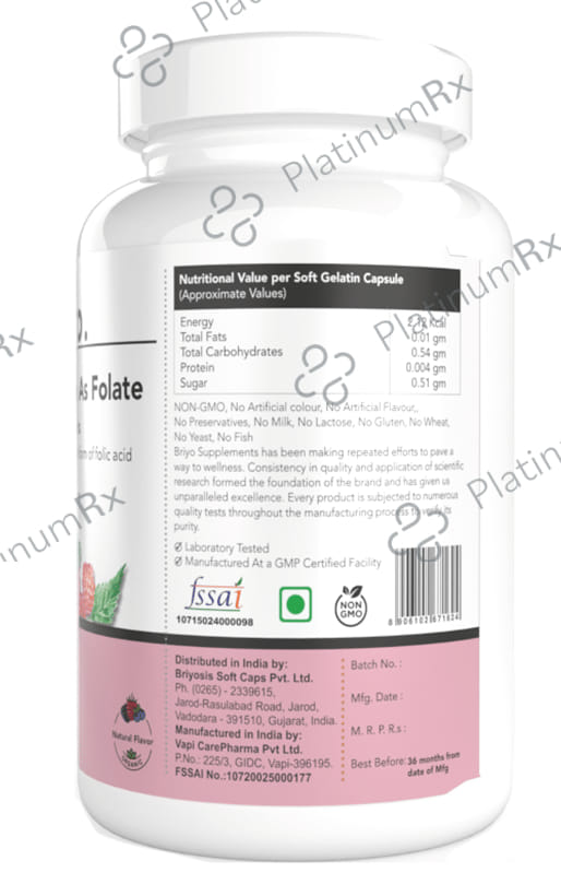 Briyo Folic Acid as Folate Chewable Tablet Natural Raspberry