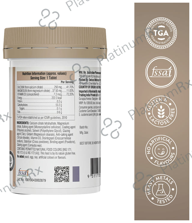 Swisse Ultiboost Magnesium, Calcium + D3 - Tablet for Muscles, Energy & Bone Health