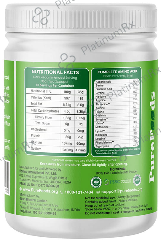 PureFoods PF Pea Protein Isolate Unflavoured