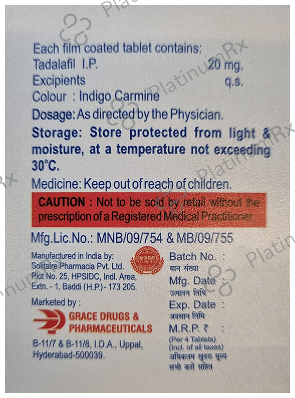 Grace Drugs & Pharmaceuticals Tadalafil 20mg Tablet