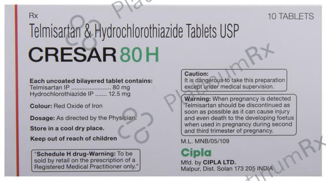 Cresar 80H 12.5/80mg Tablet 10s
