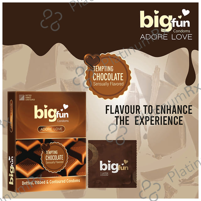 Bigfun Dotted, Ribbed & Contoured Tempting Chocolate Flavour Condom 10s