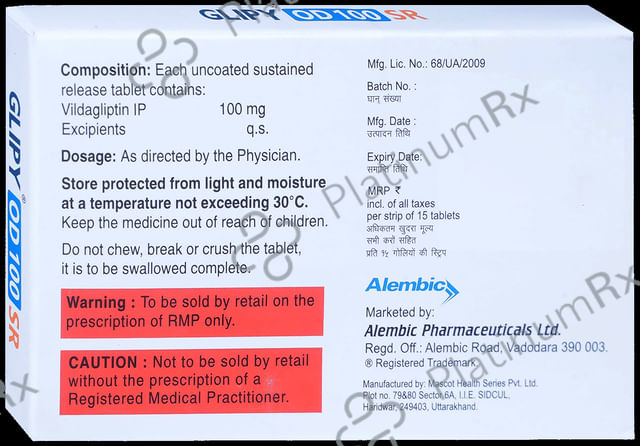 Glipy OD 100mg Tablet SR 15s