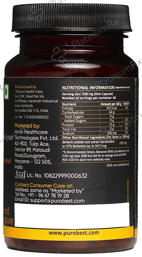 Purobest Berberine LPX 250 Capsule