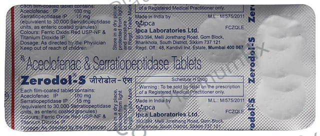 Zerodol S 100/15mg Tablet 10s