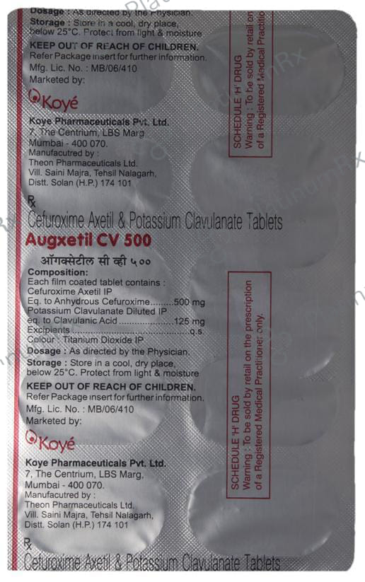 Augxetil CV 500/125mg Tablet 10s