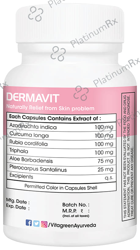 Vitagreen Dermavit 500mg Capsule
