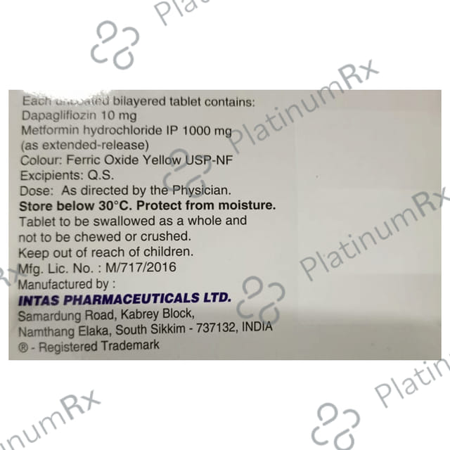 Dapavel M 10/1000mg Tablet ER 10s