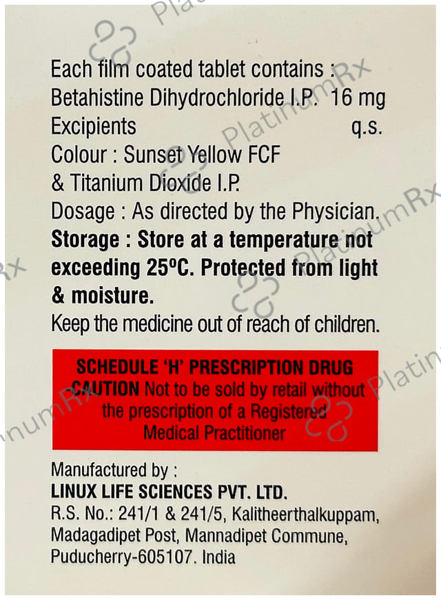 Vertirest 16mg Tablet 15s