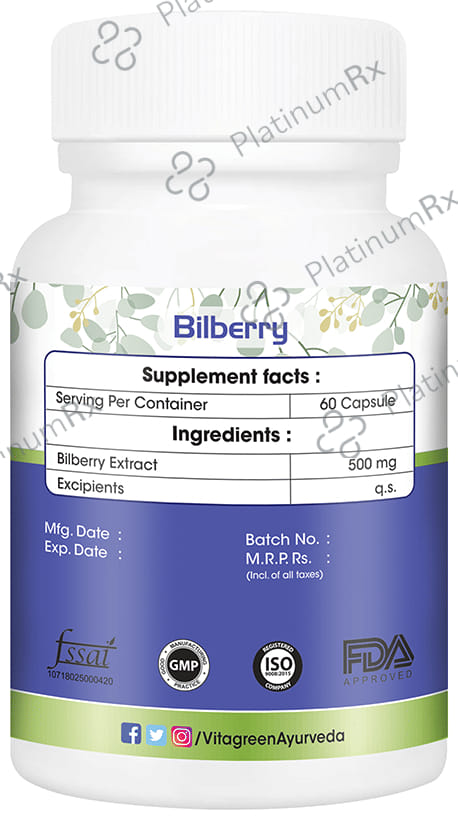 Vitagreen Bilberry 500mg Capsule