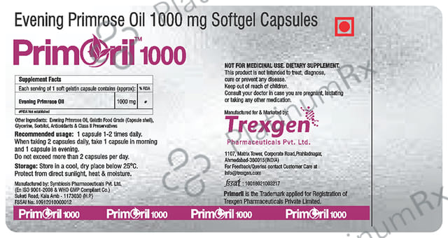 Trexgen Primoril 1000 High Strength Evening Primrose Oil Softgels