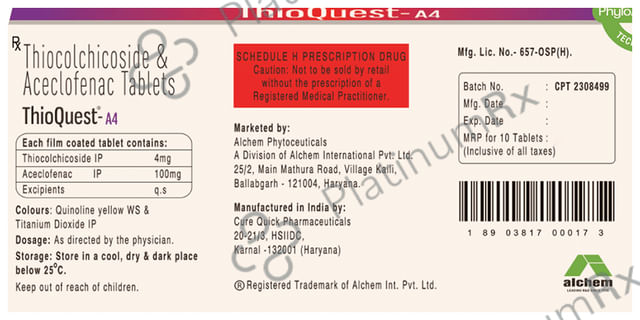 Thioquest A 100/4mg Tablet 10s