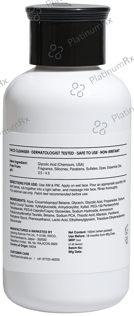 Minimalist Alpha Lipoic + Glycolic 7% Cleanser - Brightens & Smoothens Skin