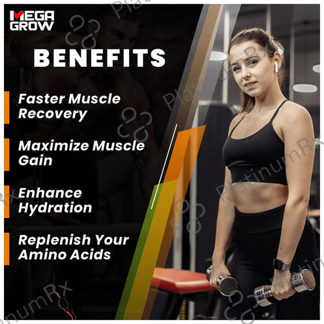Megagrow BCAA Advance Supplement Powder for Fast Recovery & Muscle Growth Orange