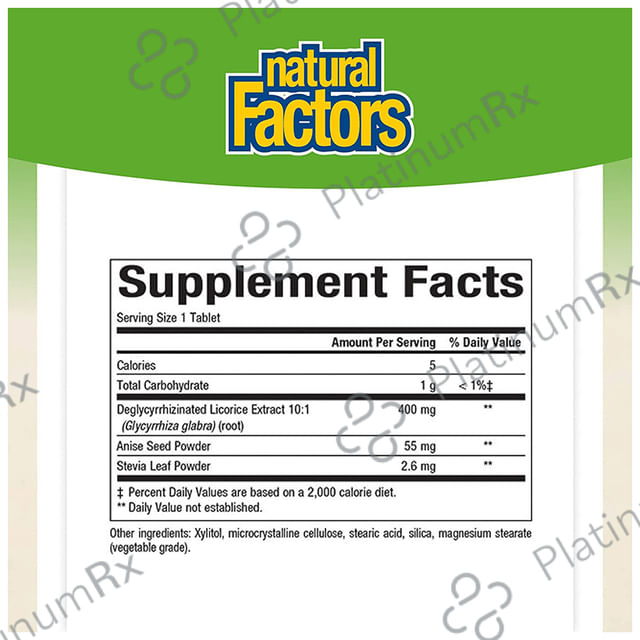 Natural Factors DGL Deglycyrrhizinated Licorice Root Extract Chewable Tablet 90s