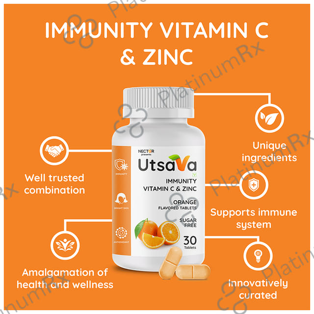 Nector Immunity VItamin C Orange Flavour Chewable Tablet 30s