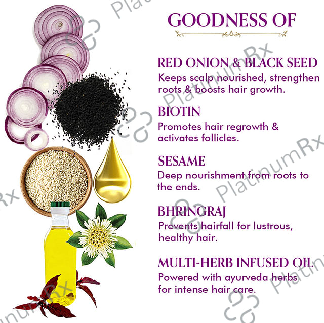 TAC The Ayurveda Co. Onion Hair Oil with Black Seed & Biotin for Hairfall Control