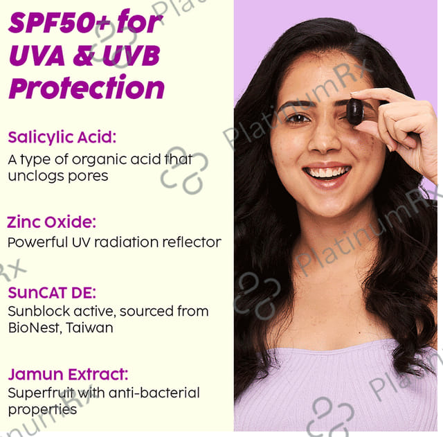 Plix Jamun Matte Screen Invisible Sunscreen SPF 50+ PA+++ Cream 50gm
