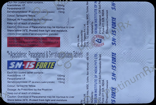 SN 15 Forte 100/325/15mg Tablet 10s