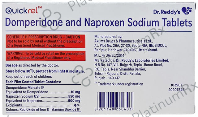 Quickrel 500/10mg Tablet 10s