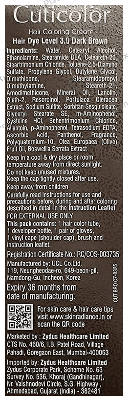 Cuticolor Hair Coloring Dark Brown Cream 60gm