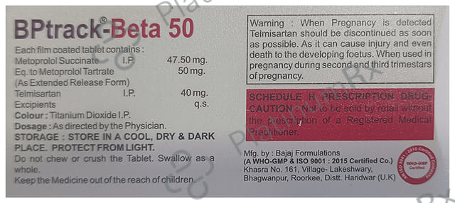 Bptrack Beta 50/40mg Tablet ER 10s