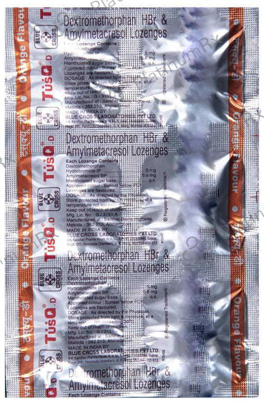 Tusq D Cough 0.6/5mg Orange Lozenges 6s