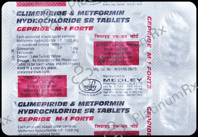 Gepride M 1 Forte 1/1000mg Tablet SR 10s