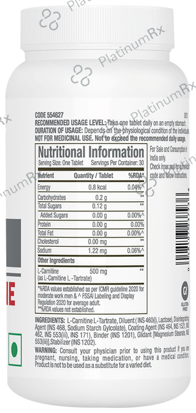 GNC Pro Performance L-Carnitine 500mg for Muscle Recovery - Tablet 30 tablets