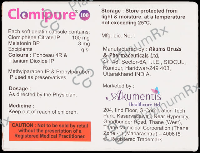 Clomipure 100/3mg Capsule 5s