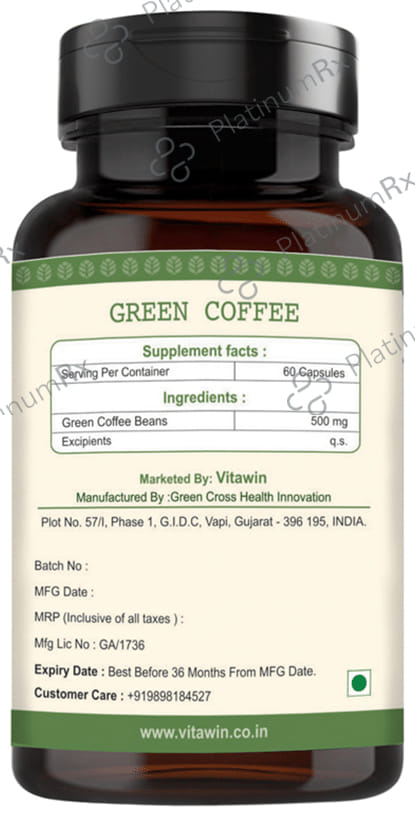 Vitawin Green Coffee 500mg Vegetarian Capsule