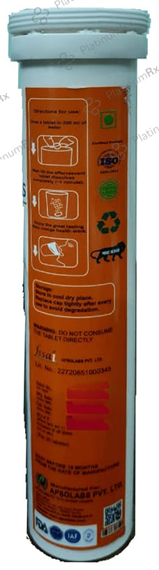 Apsolabs Natural Vitamin C & Zinc Effervescent Tablet Sugar Free Orange 40 Effervescent Tablet