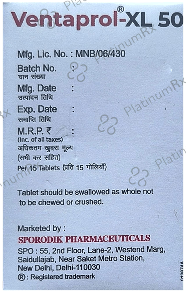 Ventaprol Xl 50mg Tablet ER 15s