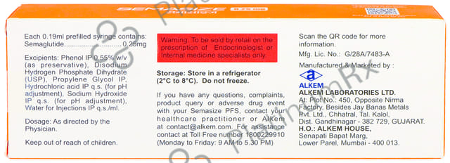 Semasize Pfs 0.25mg Injection 1s