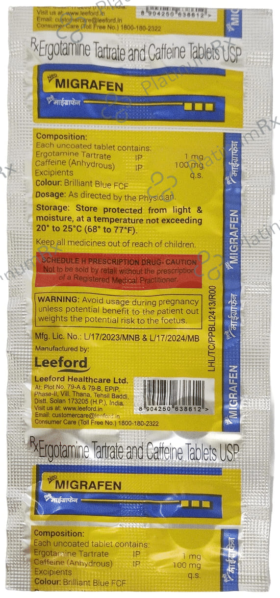 Neo Migrafen 100/1mg Tablet 10s
