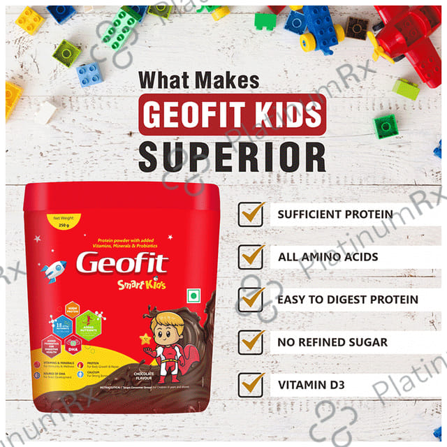 Geofit Kids Protein Powder with DHA,Vitamins & Minerals - Flavour Chocolate