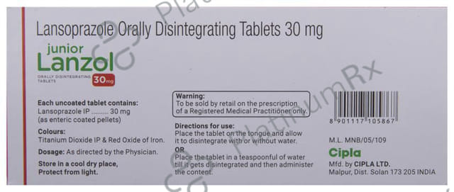 Junior Lanzol 30mg Tablet DT 10s