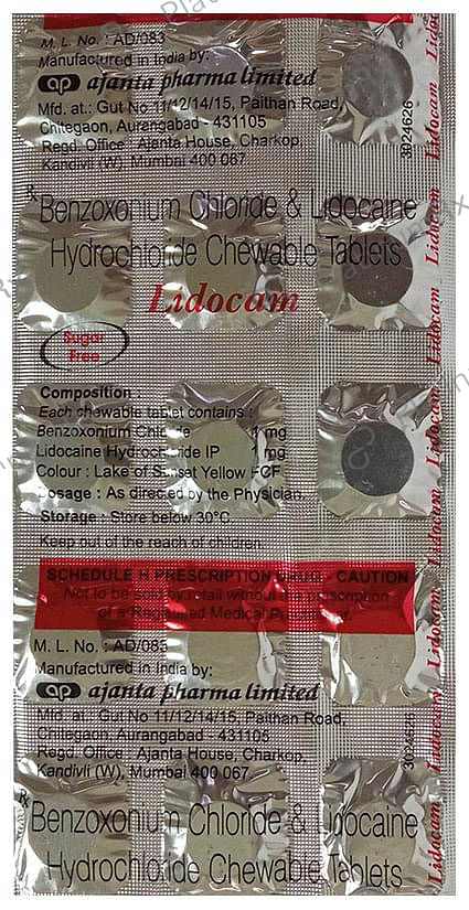 Lidocam 1/1mg Chewable Tablet 15s