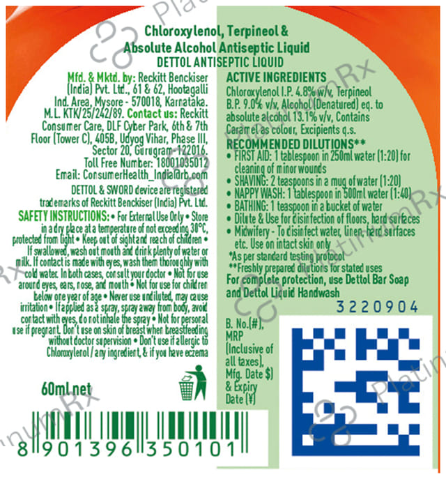 Dettol Antiseptic Disinfectant Liquid 60ml