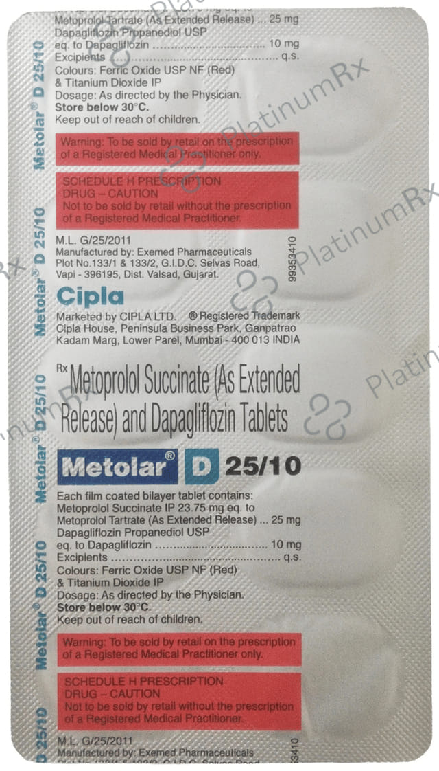 Metolar D 25/10mg Tablet 10s