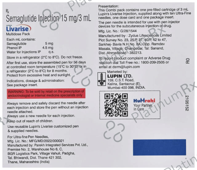 Livarise Injection (3ml Cartridge +10 Needles)