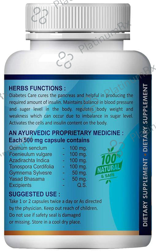 Natural Diabetes Care 500mg Veg Capsule